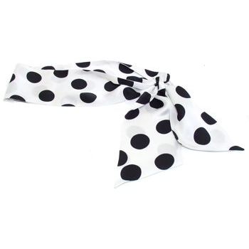 Frank & Kahn - Silk Sash Belt - White w/ Black Dots - 4 1/4inch Wide x 63inch