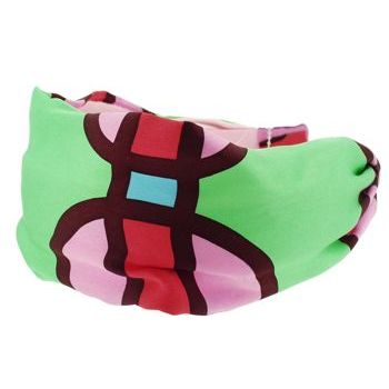 Frank & Kahn - Silk Scarf Headband - Geometric Lime