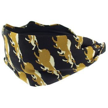 Frank & Kahn - Silk Scarf Headband - Safari Lions - 2 7/8inch Wide