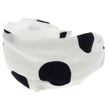 Frank & Kahn - Silk Scarf Headband - White w/Large Black Polka Dots - 2 7/8inch