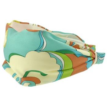 Frank & Kahn - Pucci Inspired Silk Headband - Aqua w/ Orange & Green (1)