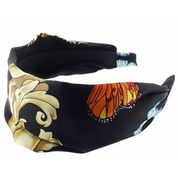 Frank & Kahn - Hermes Inspired Headband - Black & Gold w/Butterflies (1)