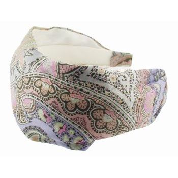 Frank & Kahn - Hermes Inspired Silk Headband - Lilac Paisley - 2 7/8inch Wide (1)