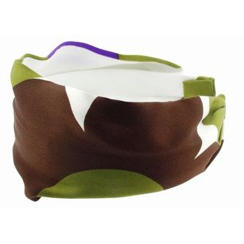 Frank & Kahn - Hermes Inspired Silk Headband - Dots - Chocolate w/Green (1)