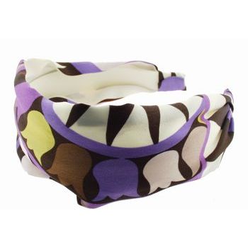 Frank & Kahn - Hermes Inspired Silk Headband - Tulips - Chocolate w/Plum (1) - 2 7/8inch Wide (1)