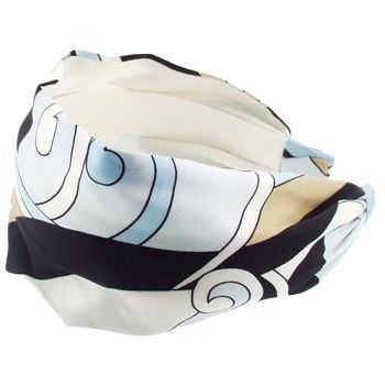 Frank & Kahn - Pucci Inspired Silk Headband - Swirl Pattern - Black & Blue (1) w/White Band