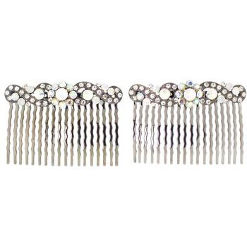 Medusa's Heirlooms - Swarovski Crystal Comb w/Opal Accents - White (Set of 2)