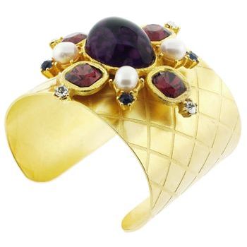 Gerard Yosca - Gold Cuff w/Amy Stone Brooch Pin (1)