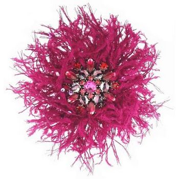 Gerard Yosca - Fuschsia Pink Shag Sparkle Brooch Pin (1)