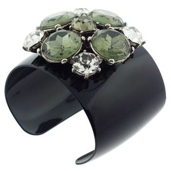 Gerard Yosca - Black Enamel Cuff w/Burst of Large Stones