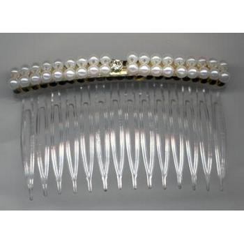 Faux Pearl Hair Comb - Gold Colored