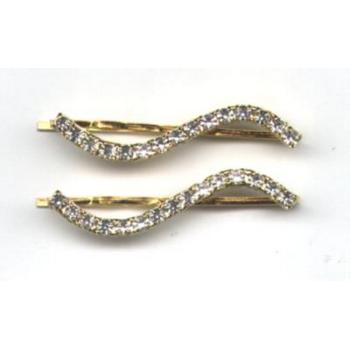Austrian Crystal S Shaped Hairpins - Gold