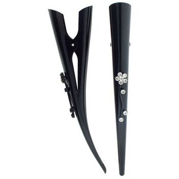 HB HairJewels - Crystal Flower Banana Clip - Black Coffee (2)