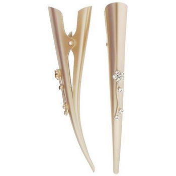 HB HairJewels - Crystal Flower Banana Clip - Cafe au Lait (2)