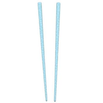 Hairsticks - Aqua with White Flower Stencil