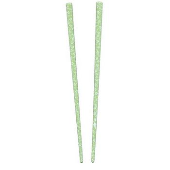 Hairsticks - Green with White Flower Stencil