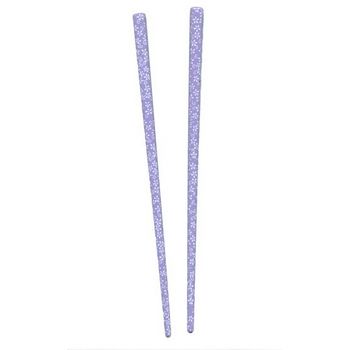 Hairsticks - Lavendar with White Flower Stencil