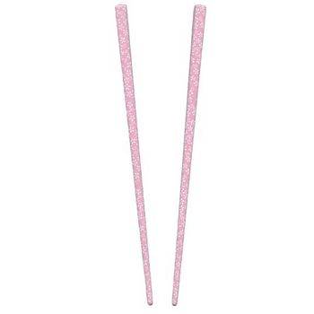 Hairsticks - Pink with White Flower Stencil