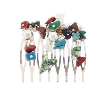 HB HairJewels - Lucy Collection - Dangling Bead Comb - Santa Fe Stone (1)