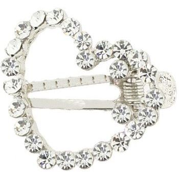 Karen Marie - Large Crystal Heart Clip - White (1)