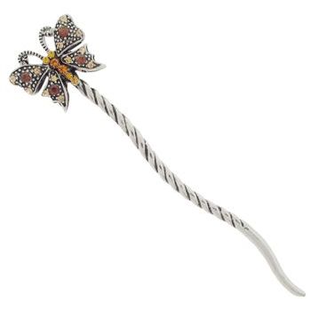 Karen Marie - Regal Butterfly Chignon Pin - Topaz (1)