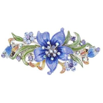 Medusa's Heirlooms - Hybiscas Enamel Automatic Barrette - Blue (1)