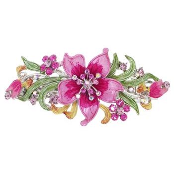 Medusa's Heirlooms - Hybiscas Enamel Automatic Barrette - Rose (1)