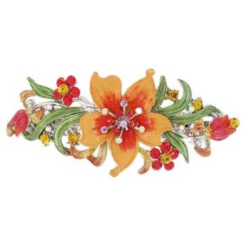 Medusa's Heirlooms - Hybiscas Enamel Automatic Barrette - Orange (1)