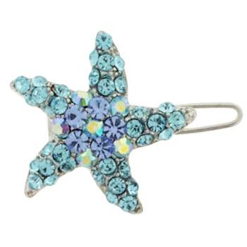 Karen Marie - Mini Crystal Starfish Barrette - Blue (1)