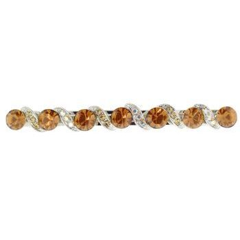 Karen Marie - Large Gem Barrette w/Filigree Wave - Topaz (1)