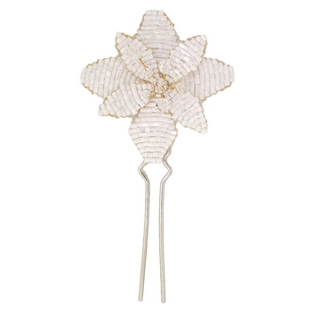 Jane Tran - Beaded Flower Pin - White  (1)