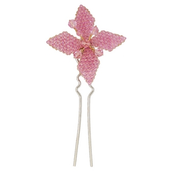 Jane Tran - Four Petal Crystal Pin - Light Rose  (1)