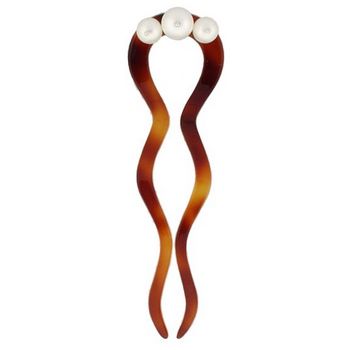 Jane Tran - Wavy Tort Pin w/ Pearls - White (1)