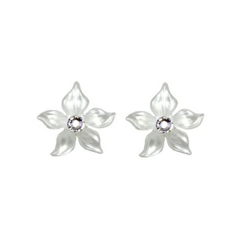 Tarina Tarantino - Iconic Collection - Swarovski Crystal Jasmine Flower Post Earrings - Alpine White