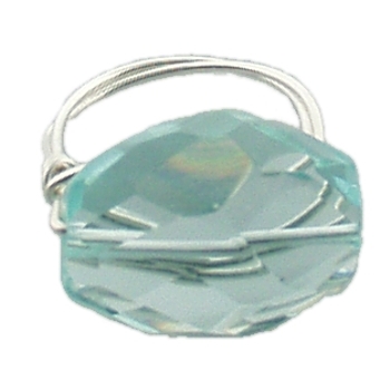 June Bijou - Aqua Quartz Wire Ring - Size 6