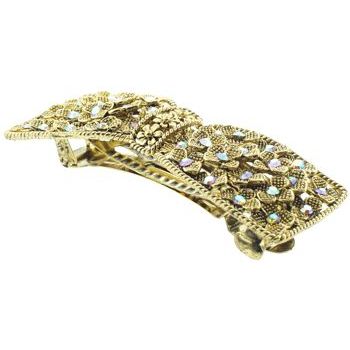 Karen Marie - Austrian Crystal Bow Barrette - Gold (1)