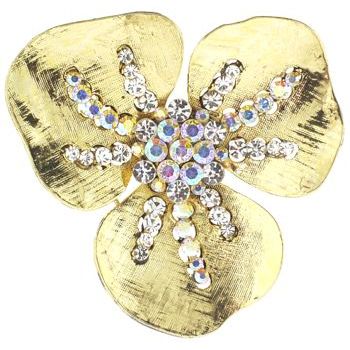 Karen Marie - Gold & Crystal Burst Brooch Pin (1)