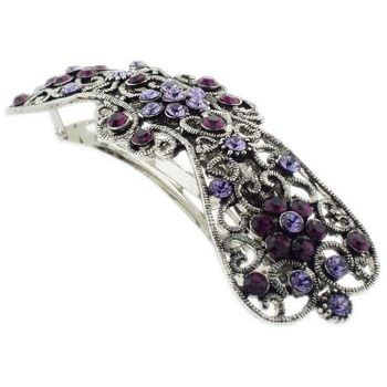 Karen Marie - Filigree Crystal Barrette - Amethyst/Amethyst AB