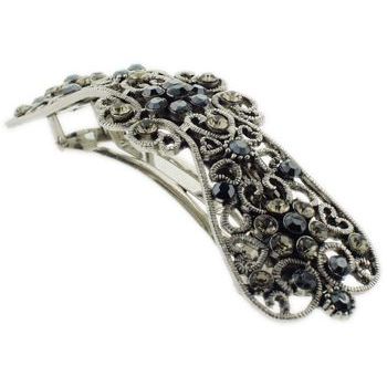 Karen Marie - Filigree Crystal Barrette - Smoke/Smoke AB