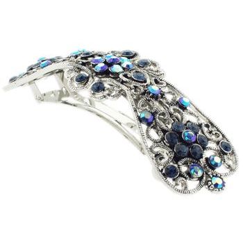 Karen Marie - Filigree Crystal Barrette - Blue/Blue AB