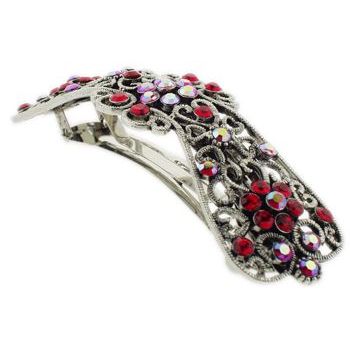 Karen Marie - Filigree Crystal Barrette - Red/Red AB