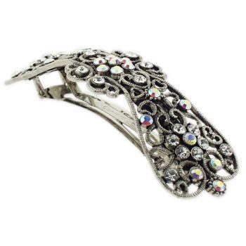 Karen Marie - Filigree Crystal Barrette - White/White AB