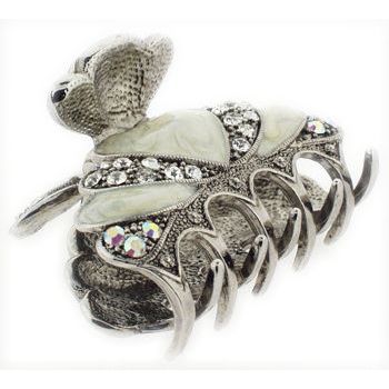 Karen Marie - Heart Enamel & Crystal Jaw - Cream White (1)