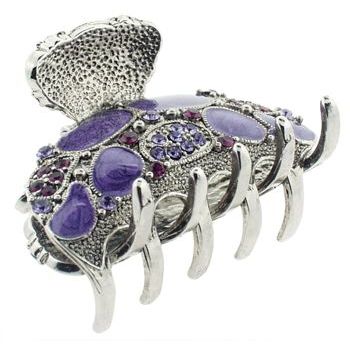 HB HairJewels - Hip Clips - Enamel & Crystal Jaws - Amethyst (1)