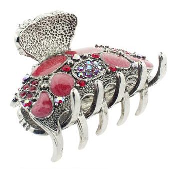 HB HairJewels - Hip Clips - Enamel & Crystal Jaws - Metallic Ruby Red (1)