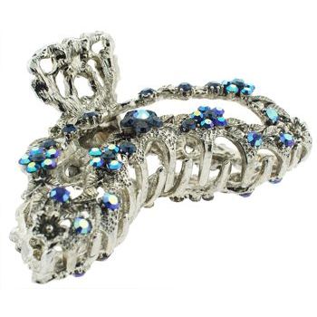 Karen Marie - Ornate Filigree Floral Jaw - Sapphire Blue Hue (1)