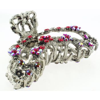 Karen Marie - Ornate Filigree Floral Jaw - Ruby Red (1)