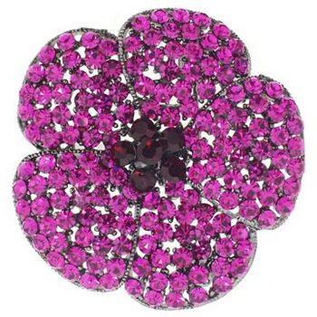 Karen Marie - Pave Vintage Floral Brooch Pin - Fuschsia (1)