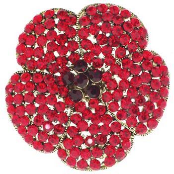 Karen Marie - Pave Vintage Floral Brooch Pin - Siam Red Hue (1)