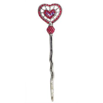 Karen Marie - Ornate Metal Hairstick - Red & Red AB (1)